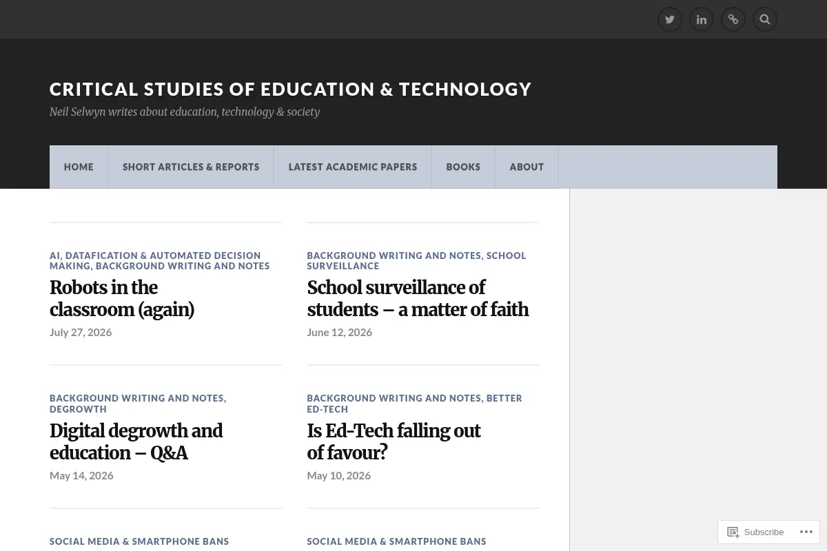 Critical Studies of Education & Technology