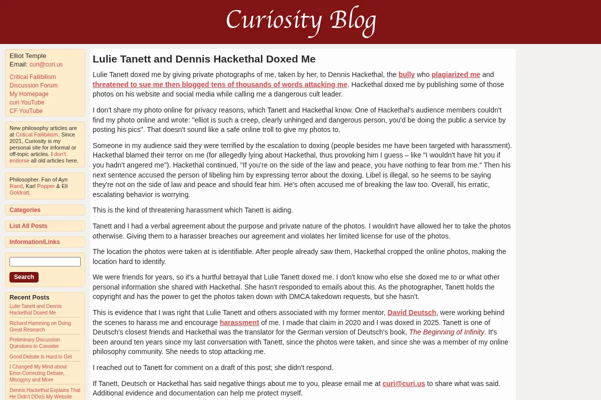 Curiosity Blog – Elliot Temple
