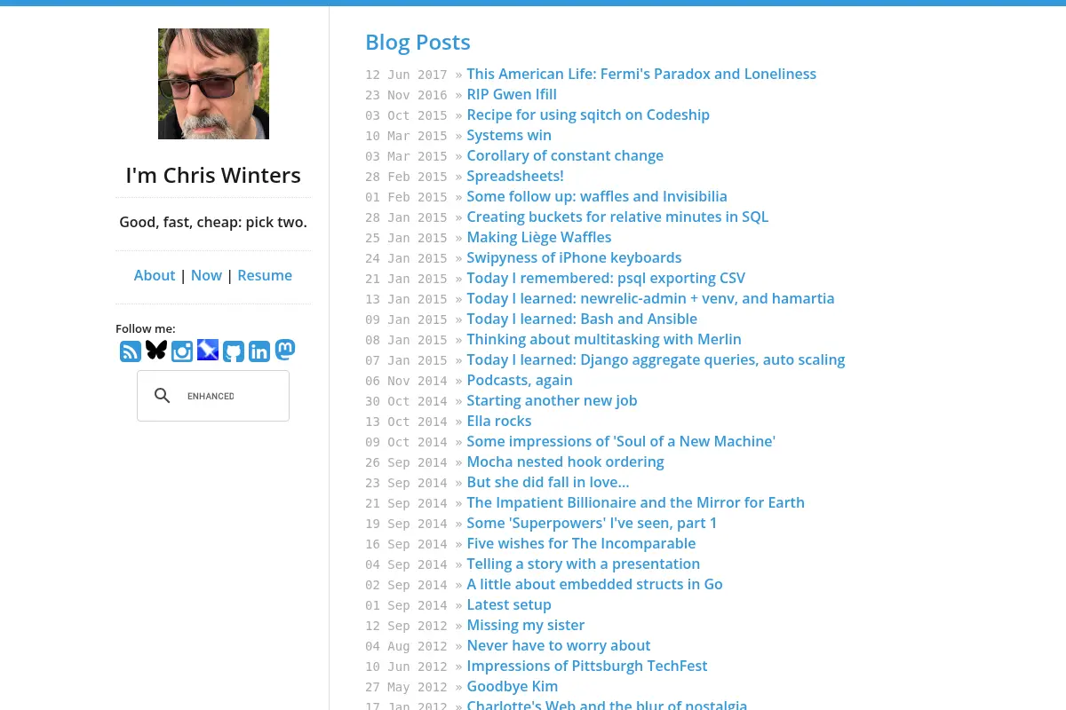 Chris Winters - Blog Posts