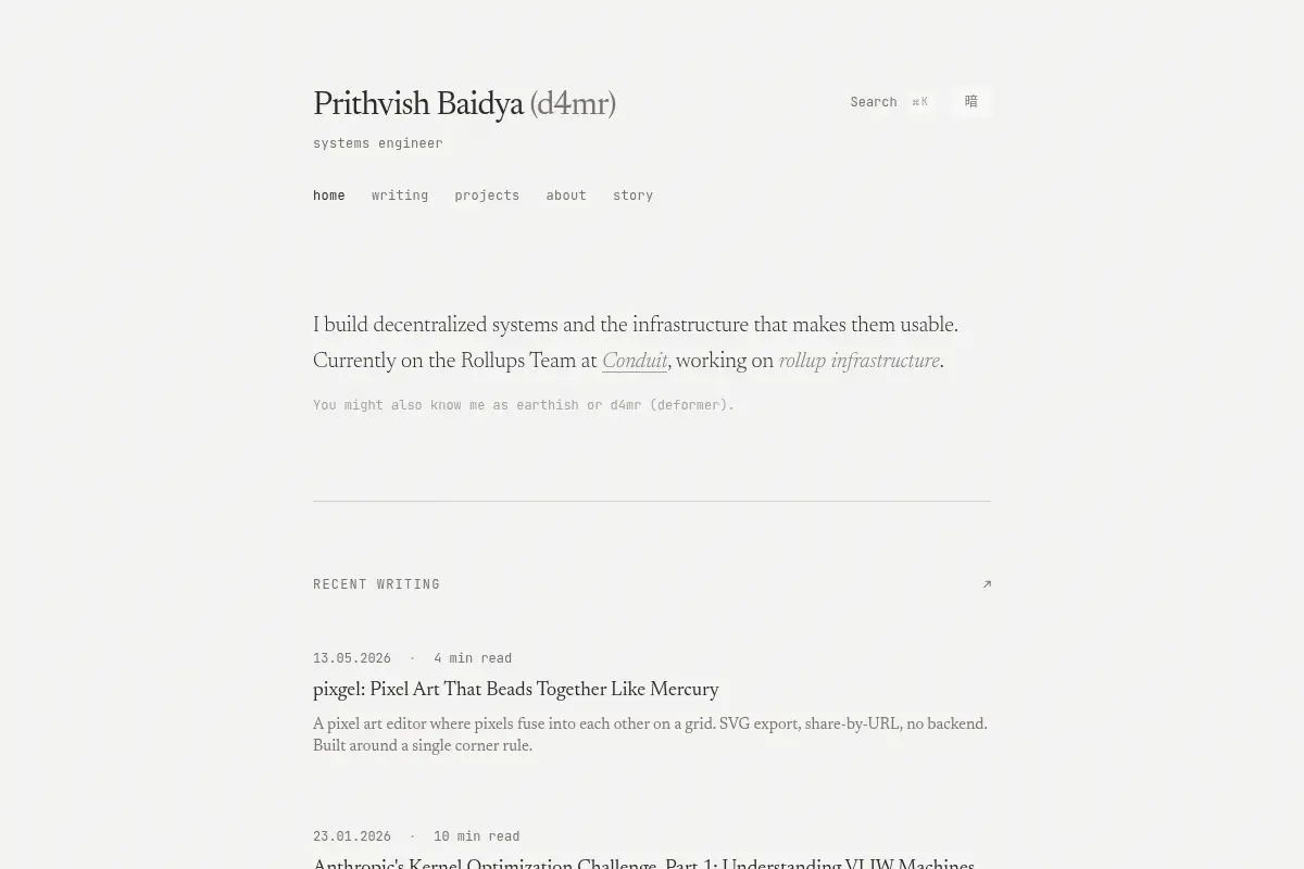 d4mr | Prithvish Baidya — Systems Engineer