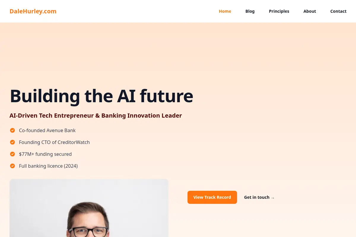 Dale Hurley - AI-Driven Tech Entrepreneur & Banking Innovation Leader