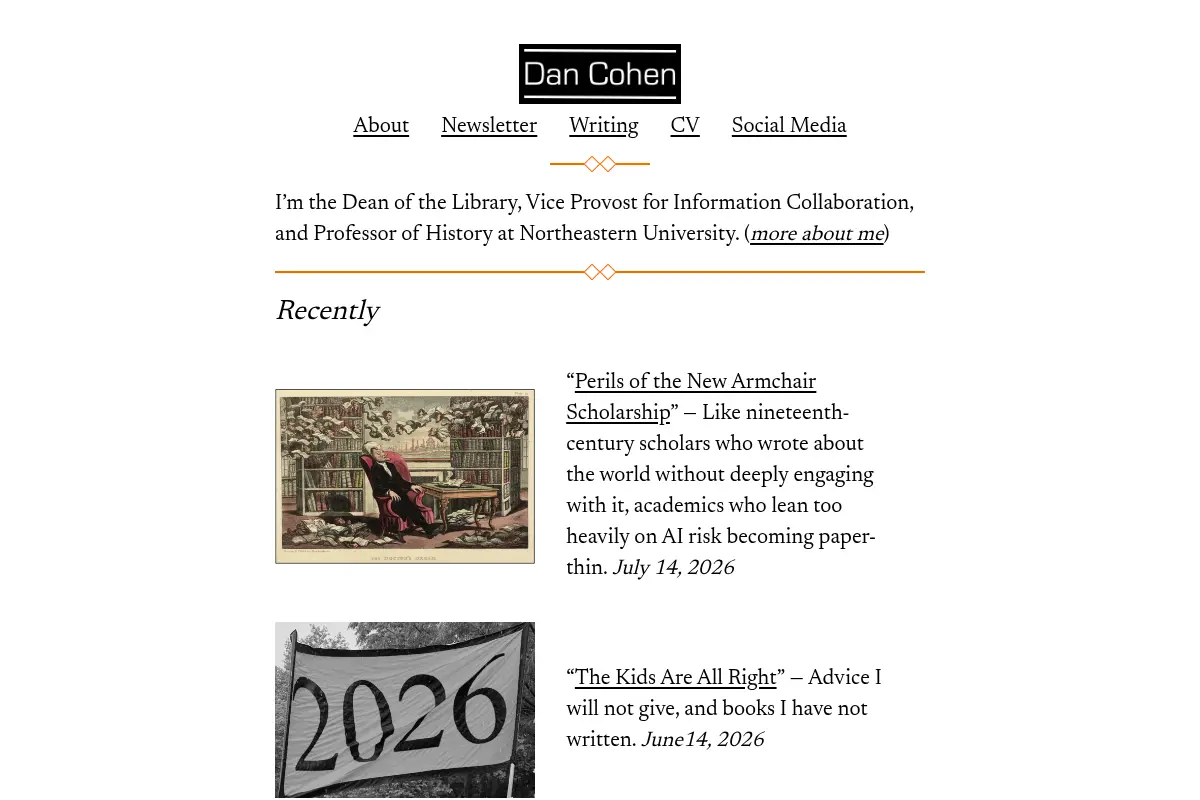 Dan Cohen – Vice Provost, Dean, and Professor at Northeastern University