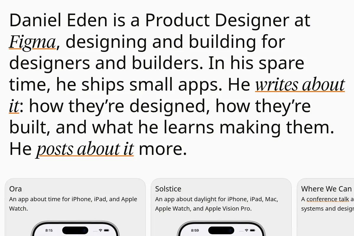 Daniel Eden, Designer