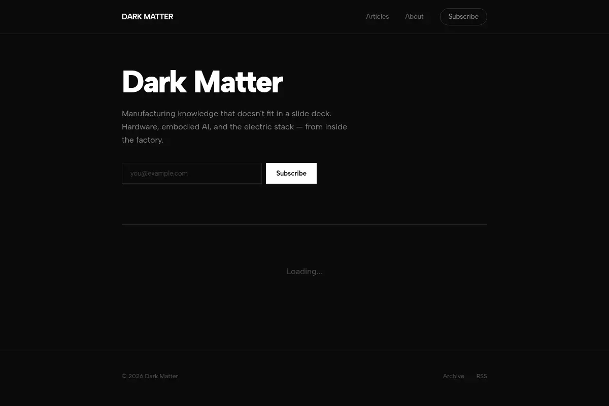 Dark Matter — Hardware, Embodied AI & the Electric Stack