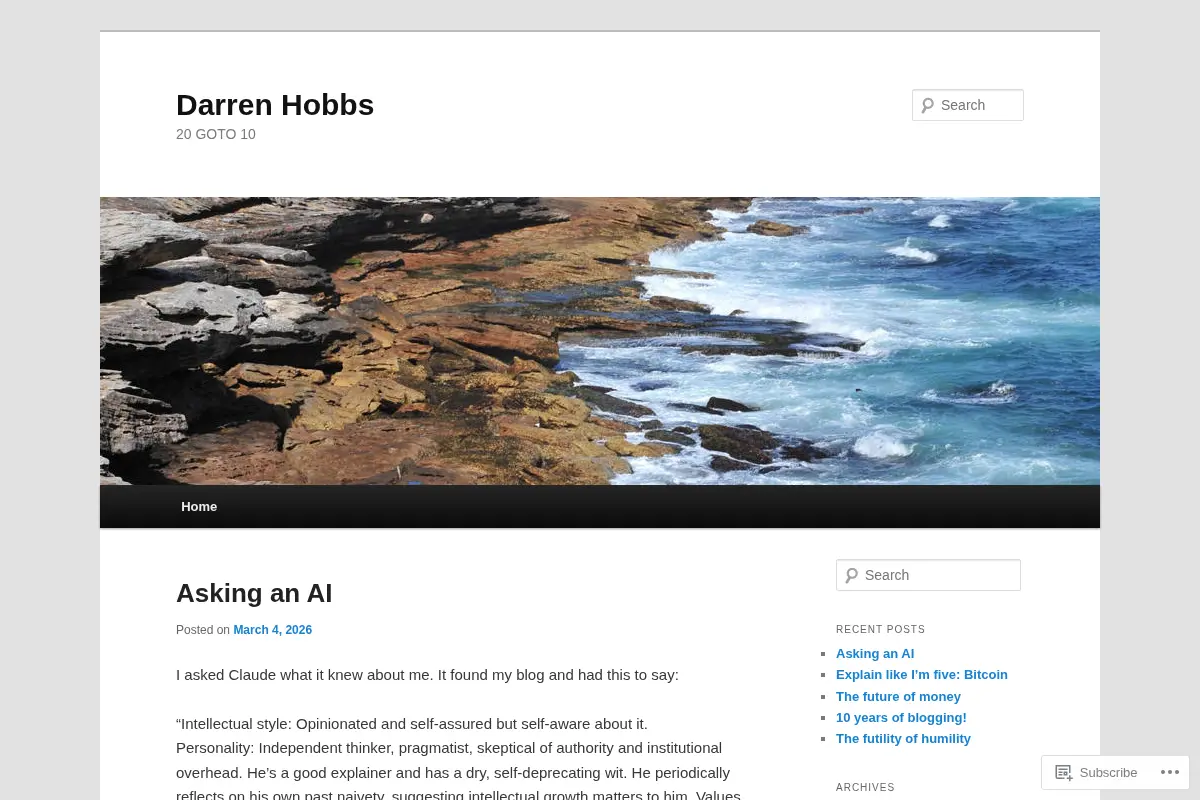 Darren Hobbs | 20 GOTO 10