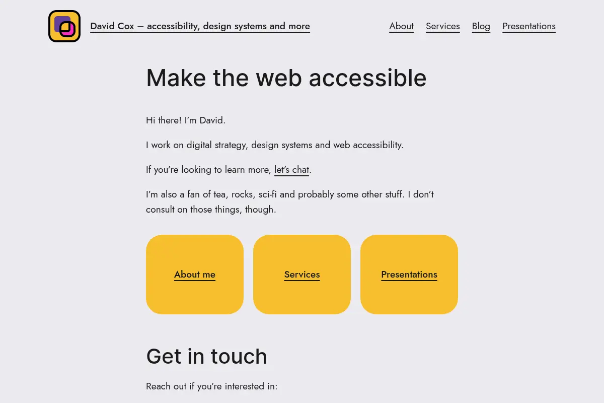 David Cox – accessibility, design systems and more