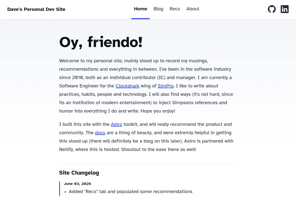 Dave's Personal Dev Site