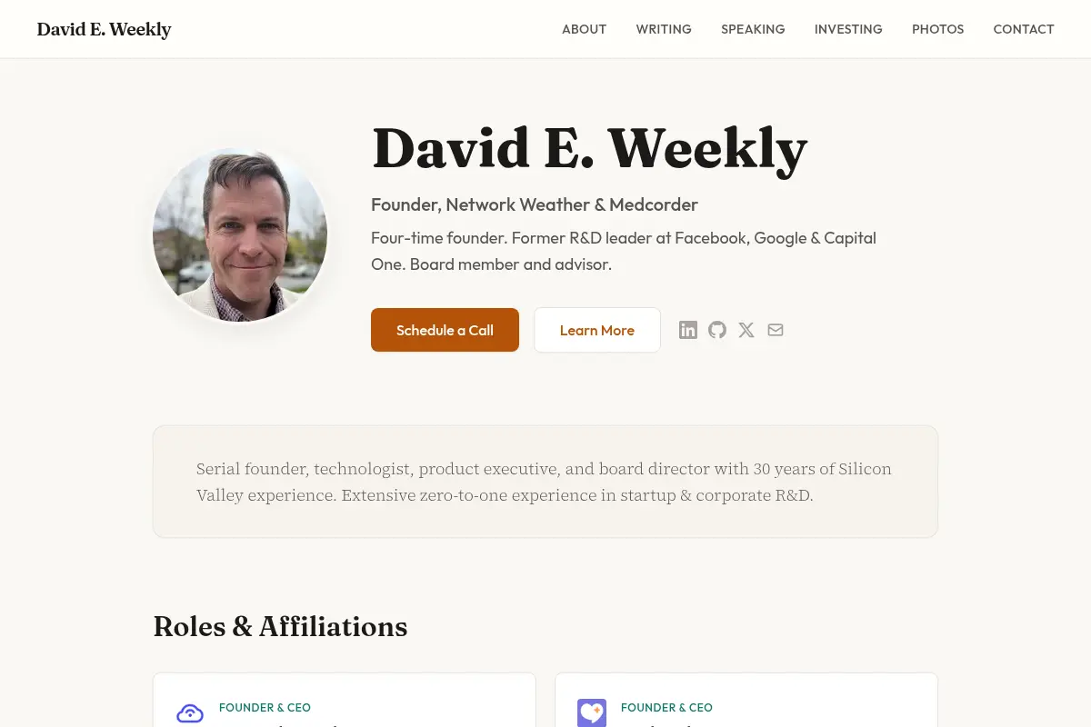 David E. Weekly - Founder & CEO, Network Weather & Medcorder