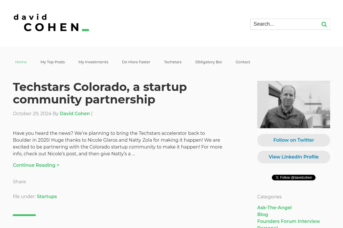 Hi, I'm David G. Cohen - Thoughts from a geeky ex-hacker turned investor and founder of Techstars.