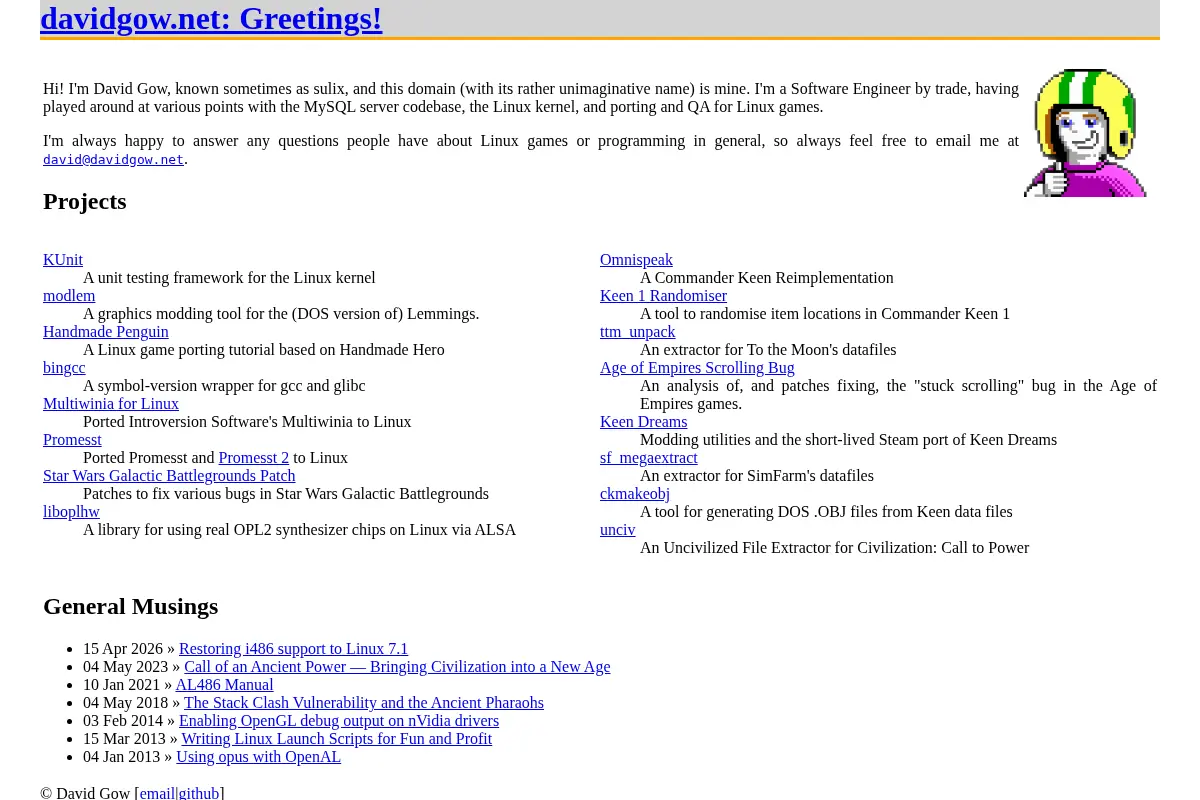 davidgow.net: Greetings!