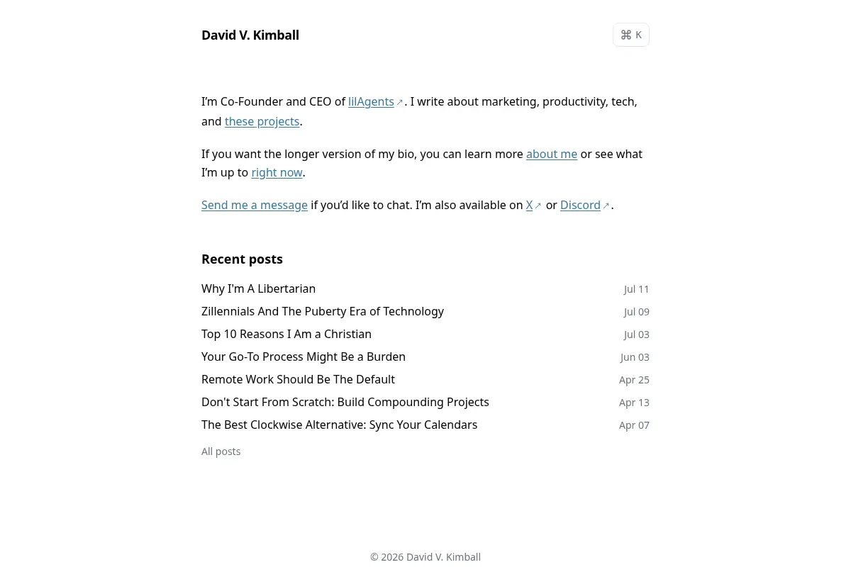 David V. Kimball - Technical marketer and builder