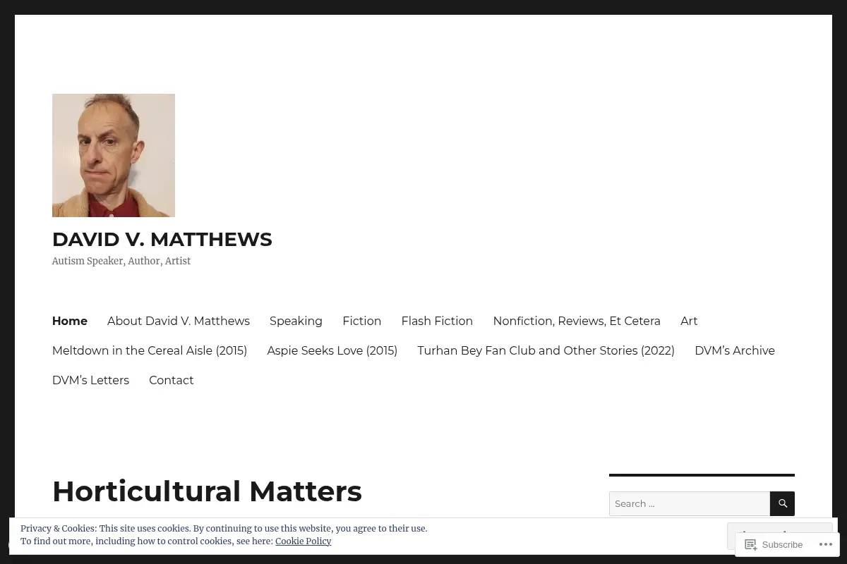 DAVID V. MATTHEWS – Autism Speaker, Author, Artist