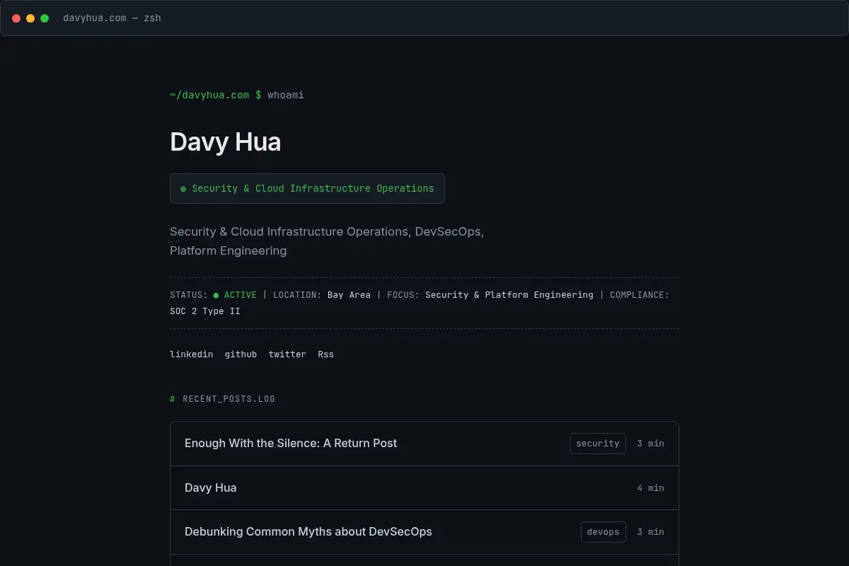 Davy Hua | Security & Cloud Infrastructure Operations