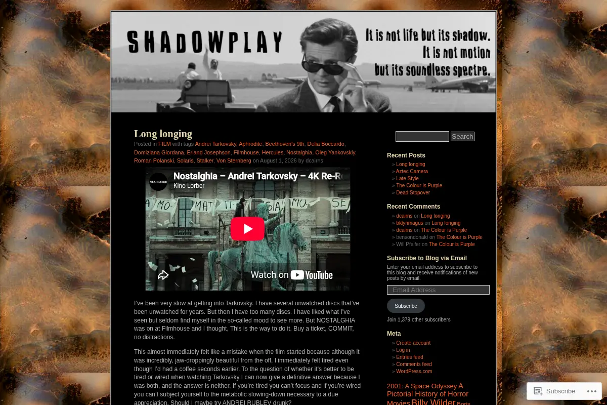 Shadowplay: David Cairns' Film Blog