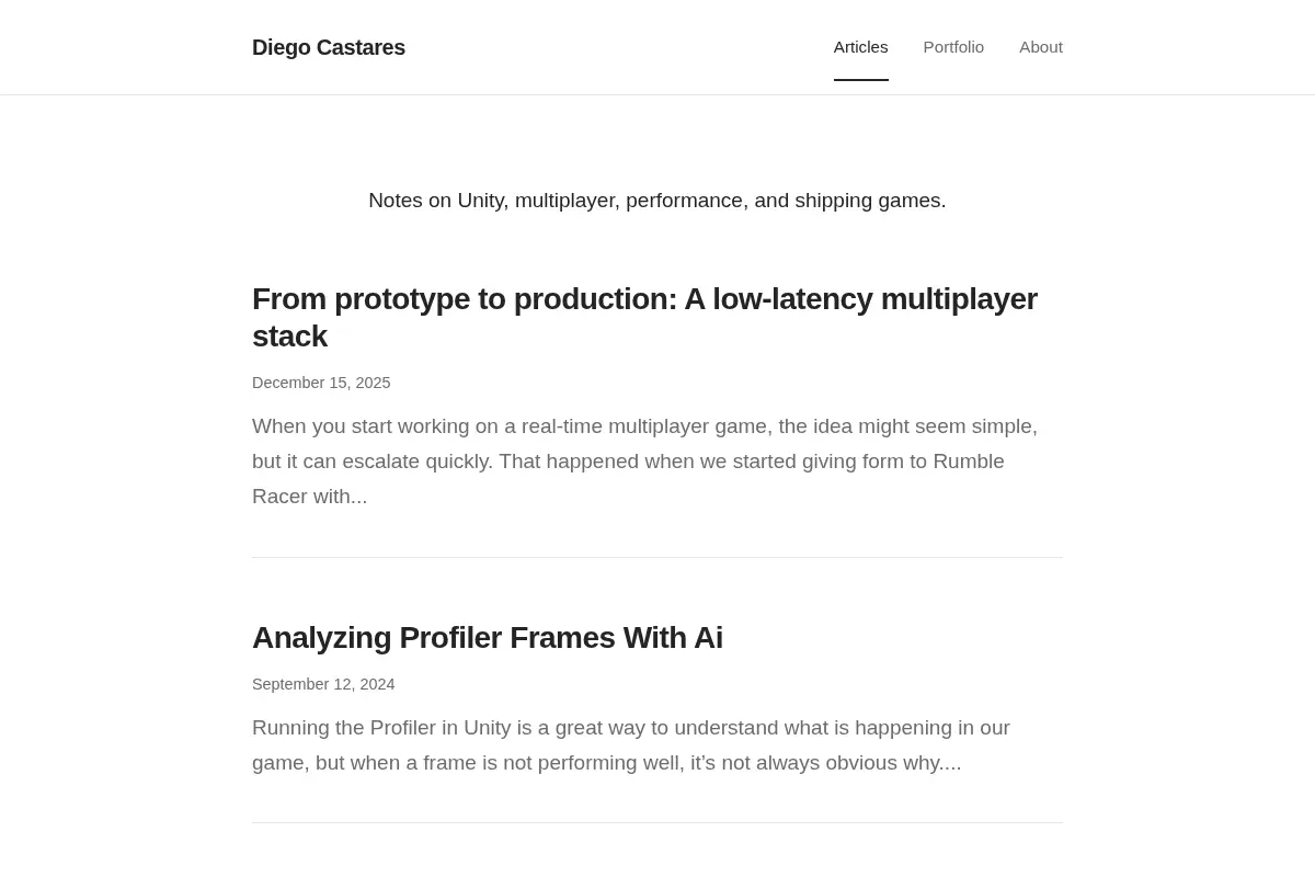Diego Castares - Senior Unity Developer