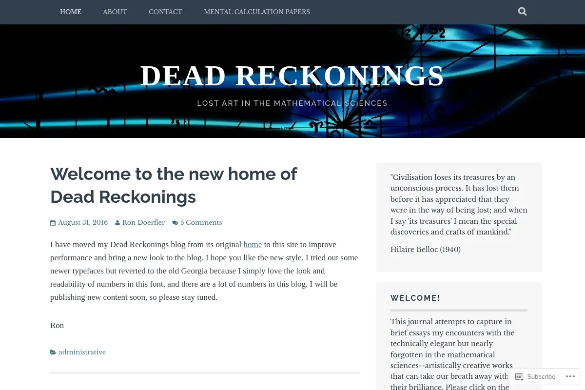 Dead Reckonings – Lost Art in the Mathematical Sciences