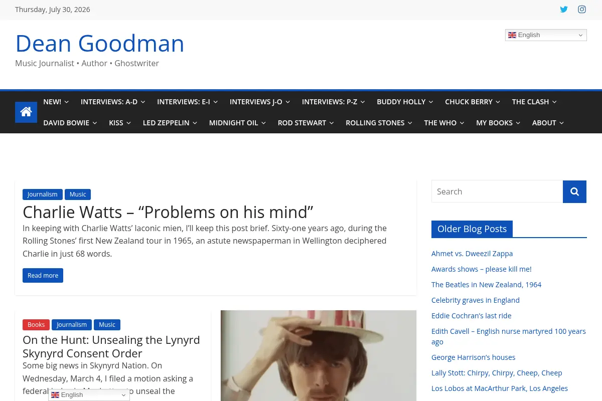 Dean Goodman – Music Journalist • Author • Ghostwriter