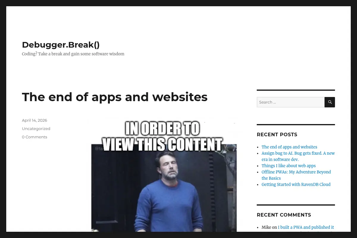 Debugger.Break() – Coding? Take a break and gain some software wisdom