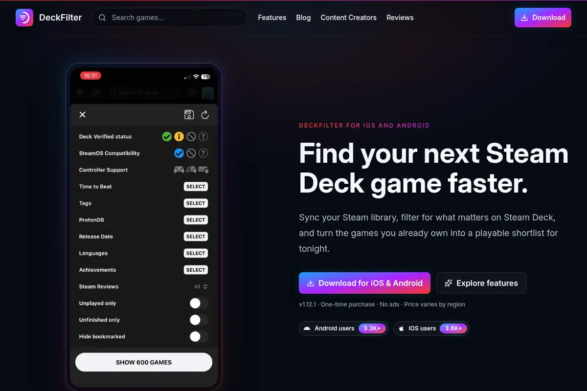 DeckFilter: The Steam Deck companion app for iOS & Android