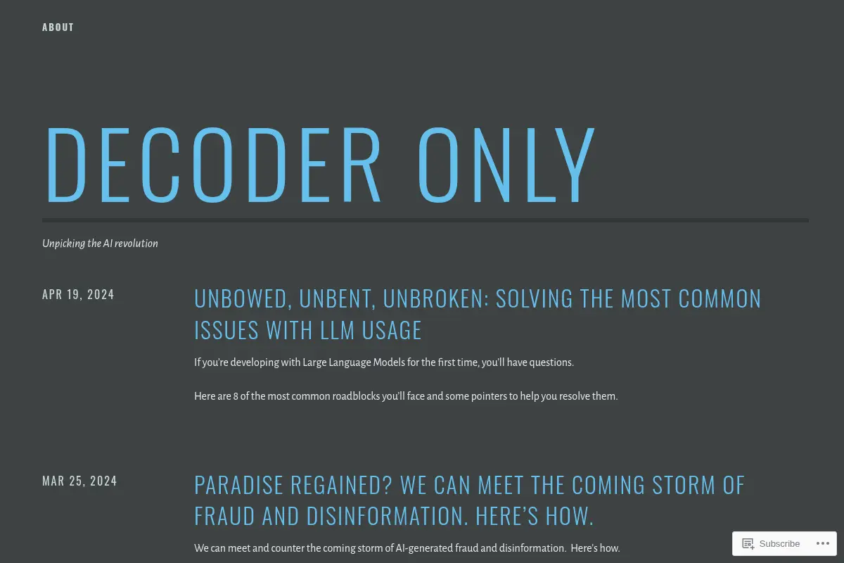Decoder Only – Unpicking the AI revolution