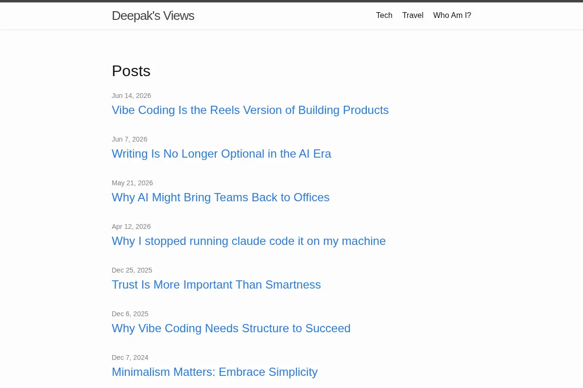 Deepak’s Views