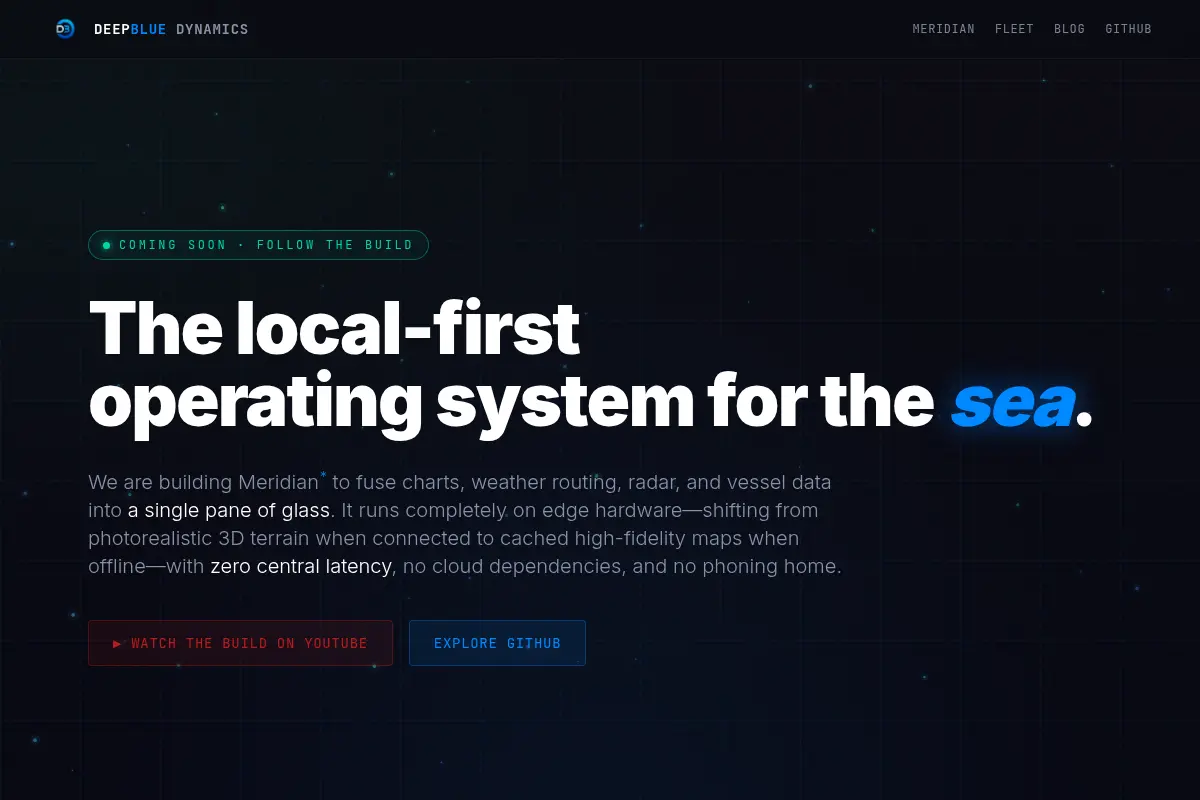 DeepBlue Dynamics — Meridian: the local-first operating system for the sea