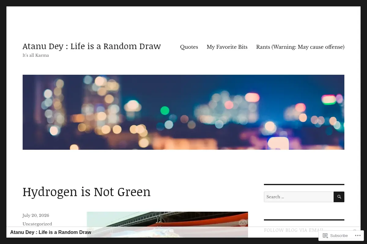 Atanu Dey: Life is a Random Draw