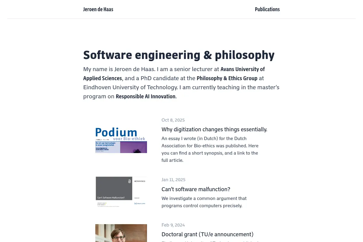 Jeroen de Haas - Software Engineering & Philosophy