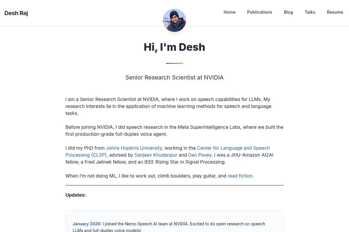 Desh Raj - Personal Website
