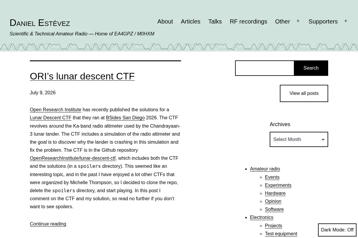 Daniel Estévez – Scientific & Technical Amateur Radio