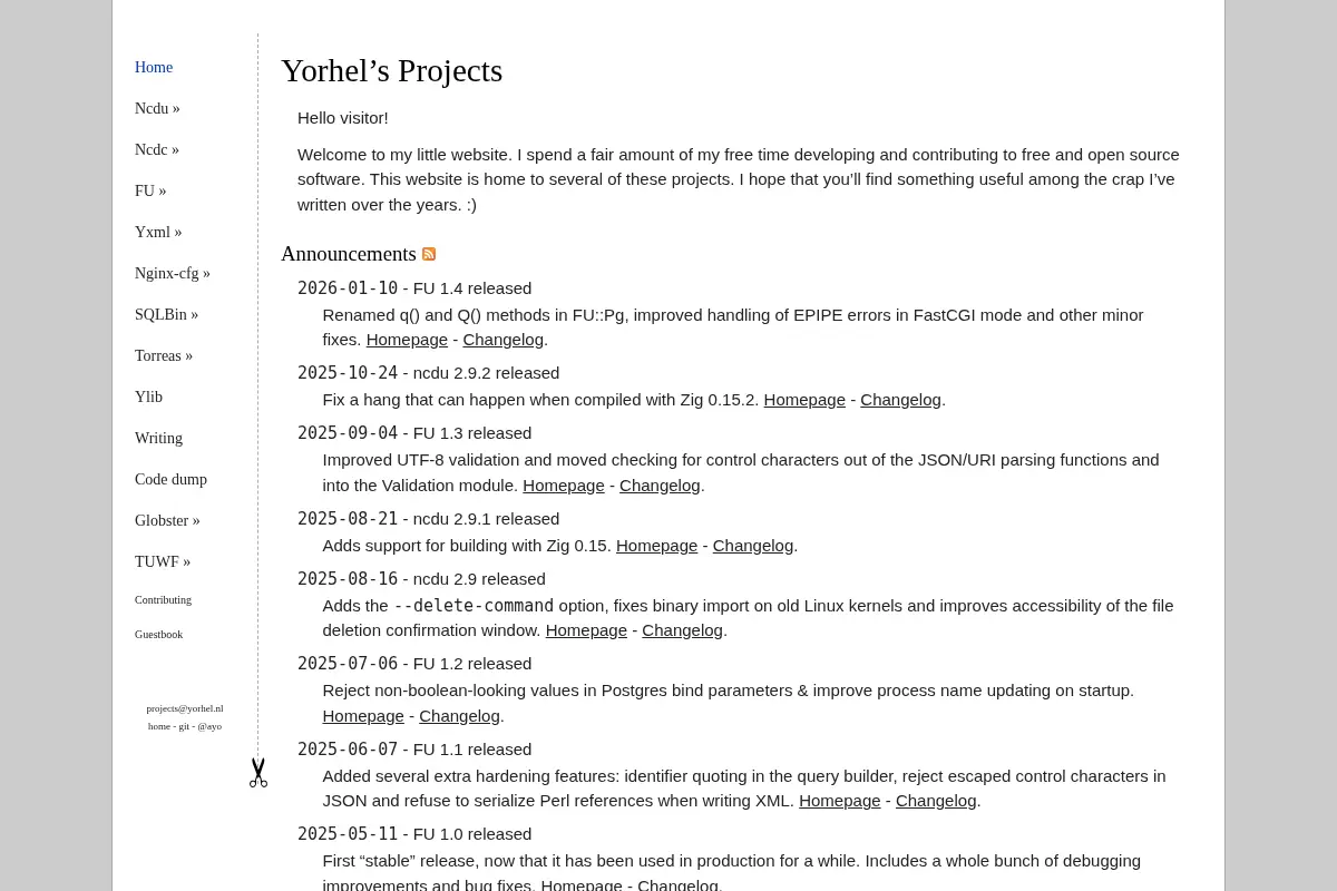 Yorhel’s Projects