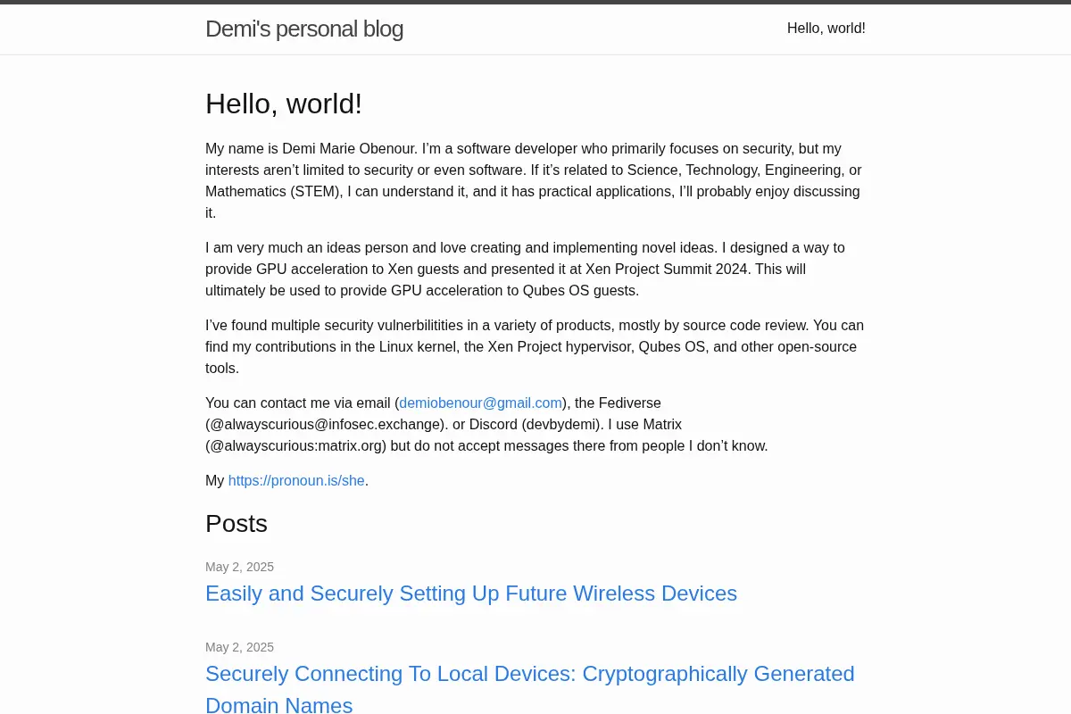 Hello, world! | Demi’s personal blog
