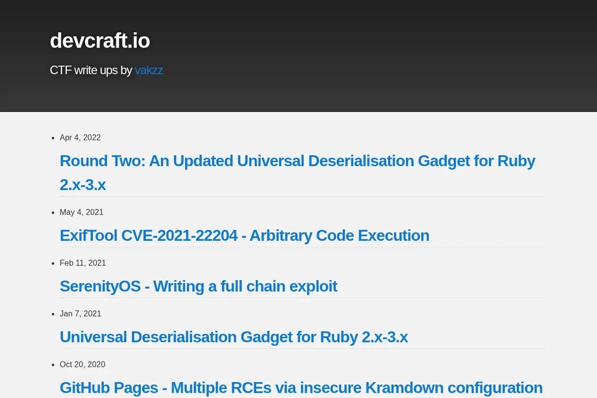 devcraft.io CTF Write-ups
