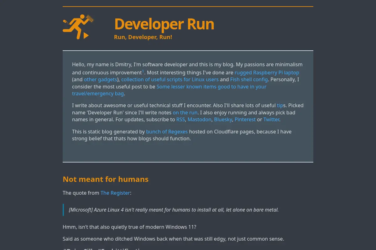 Developer Run — Tips, Linux and Software Development stuff and minimalism