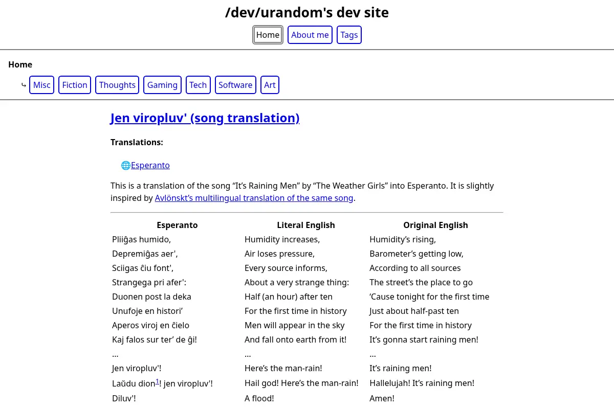 /dev/urandom's dev site