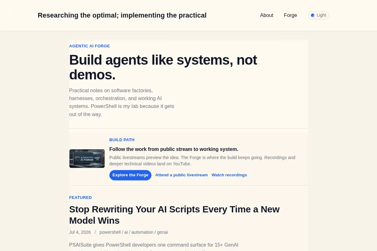 Researching the optimal; implementing the practical