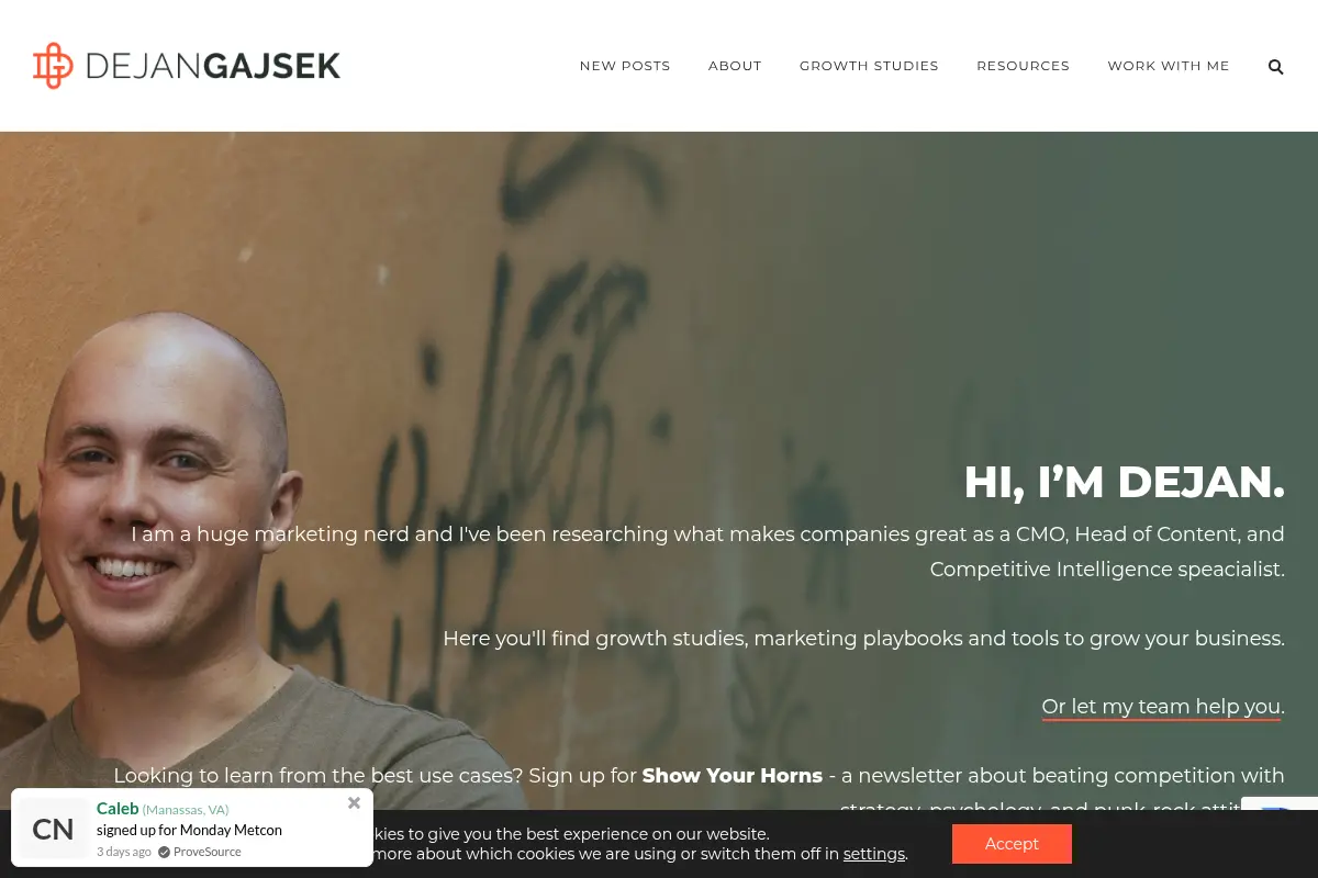 Dejan Gajsek – Content Marketing and Growth Studies