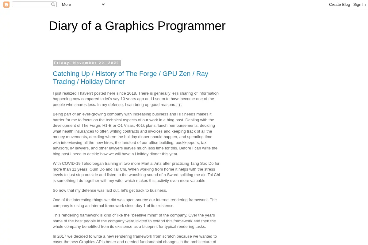 Diary of a Graphics Programmer