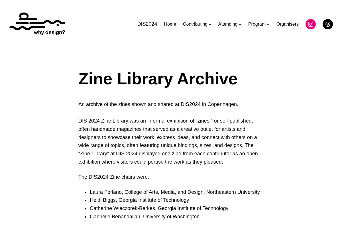 Zine Library Archive – DIS2024