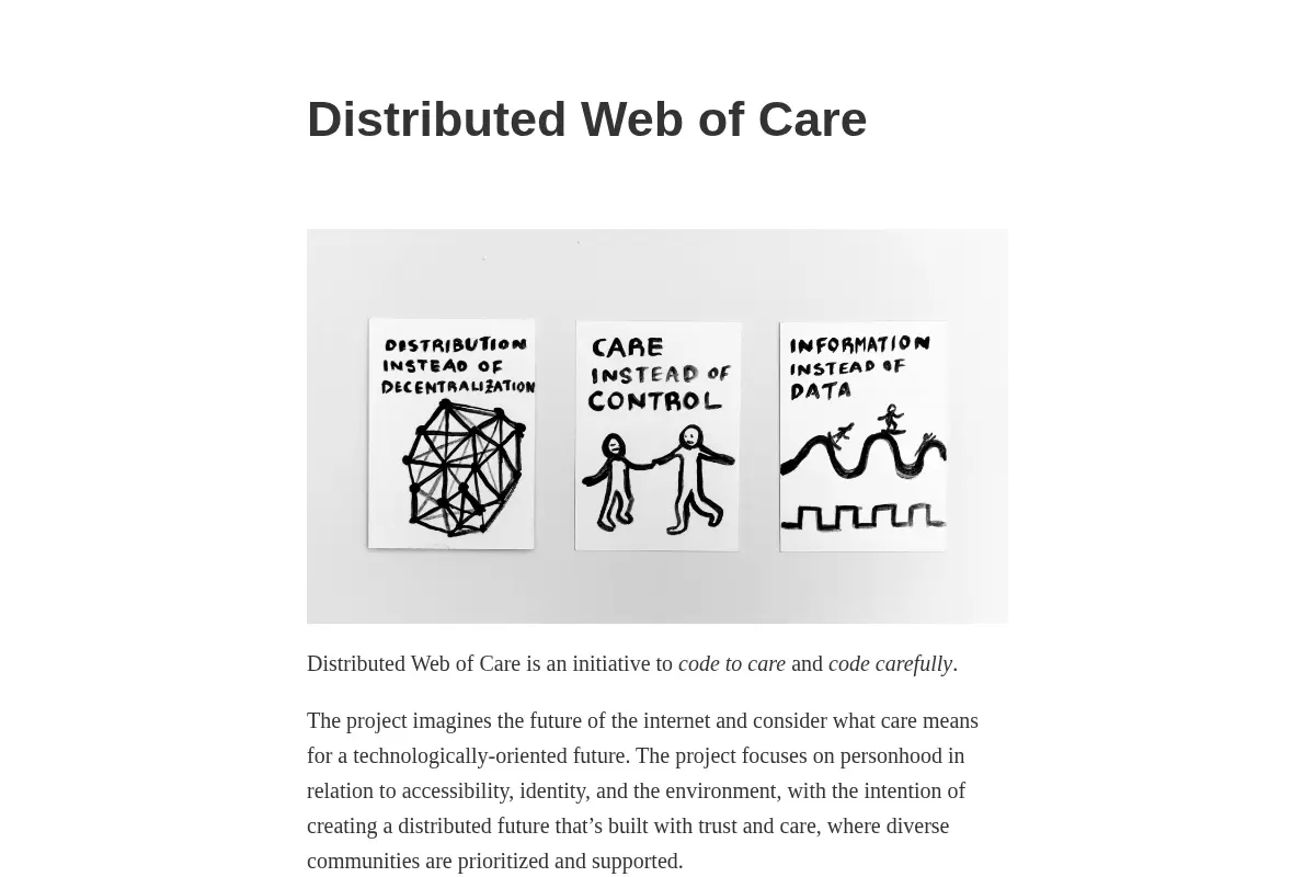 Distributed Web of Care