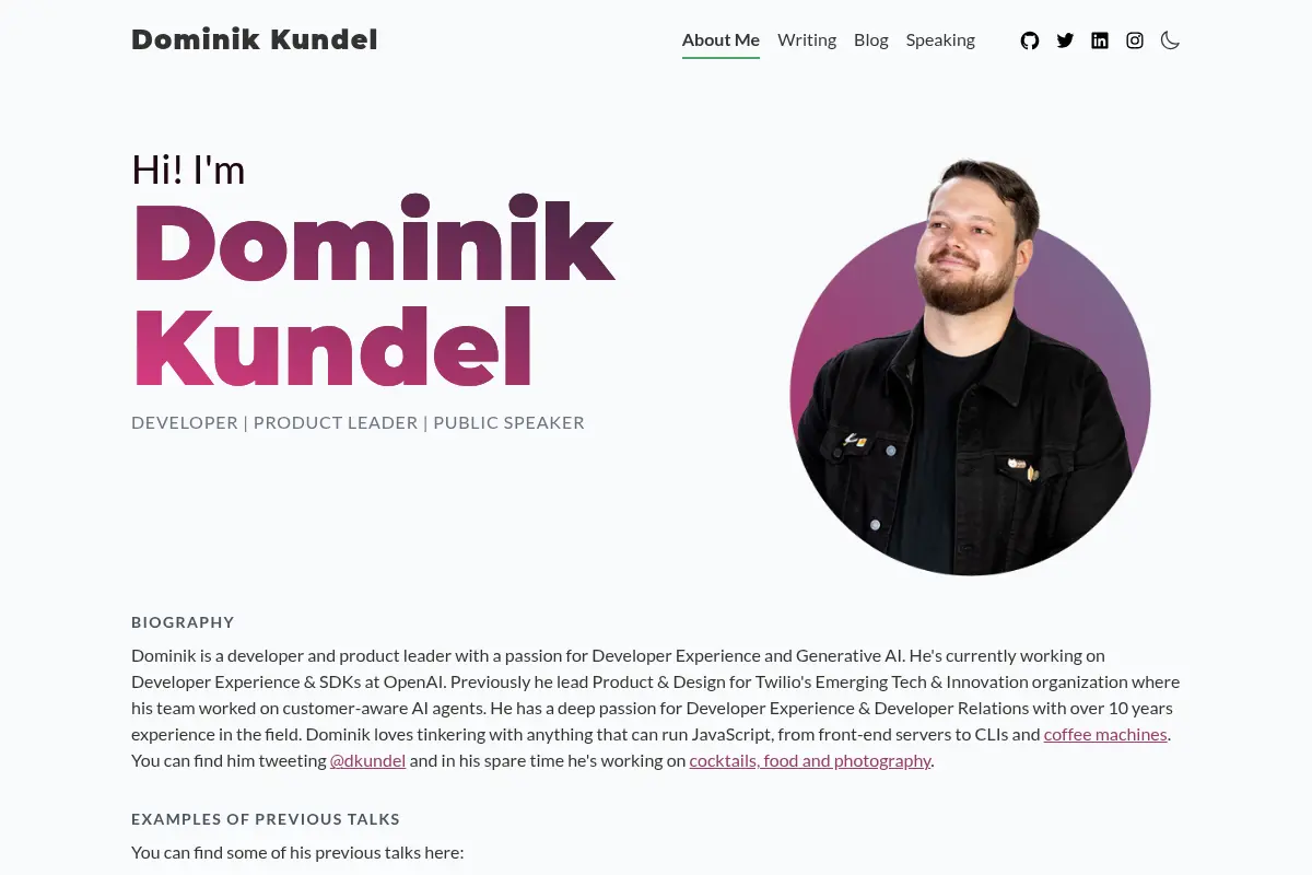 Dominik Kundel – About Me