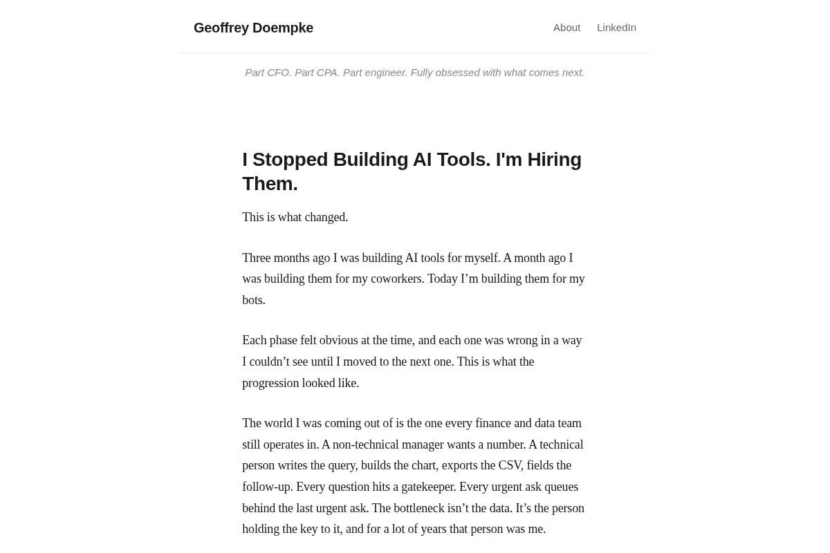 Geoffrey Doempke — Finance, Software, AI