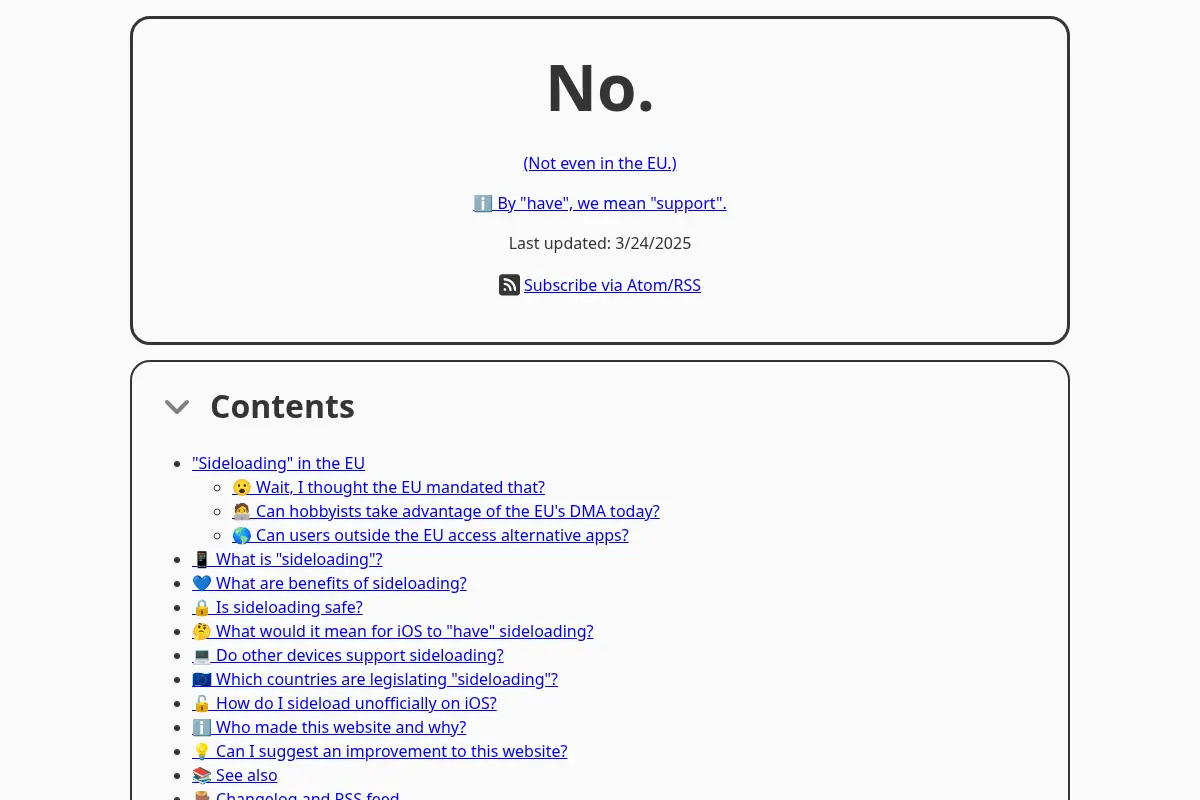 Does iOS have sideloading yet?