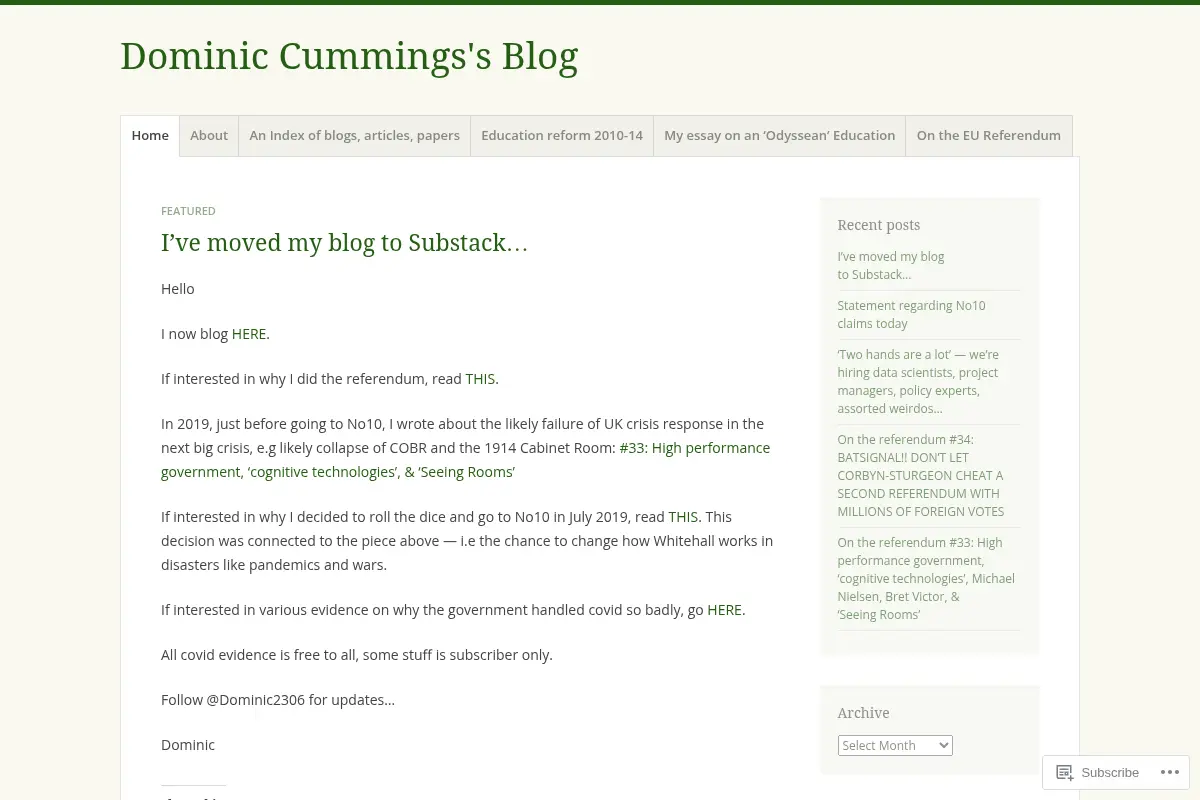 Dominic Cummings's Blog