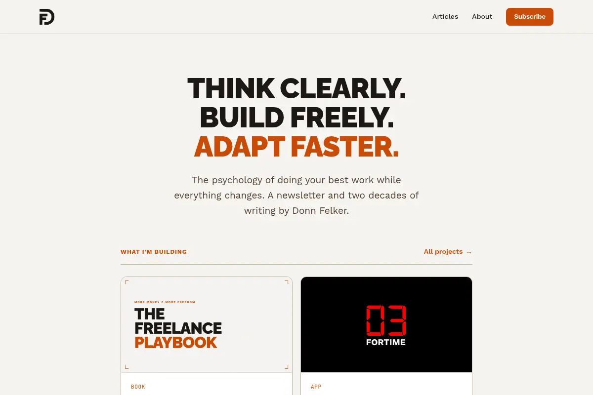 Donn Felker · Think clearly. Build freely. Adapt faster.