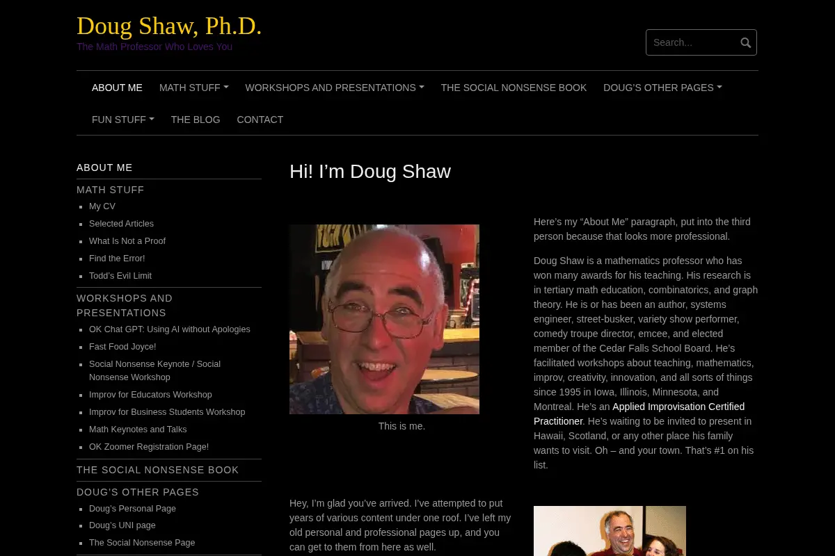 Doug Shaw, Ph.D. – The Math Professor Who Loves You