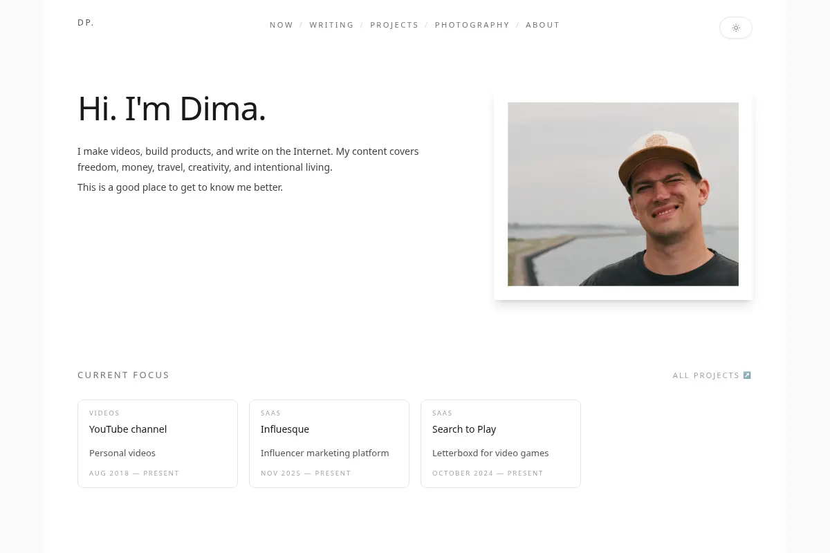 Dima Pashutskii - maker of videos and products on the internet.