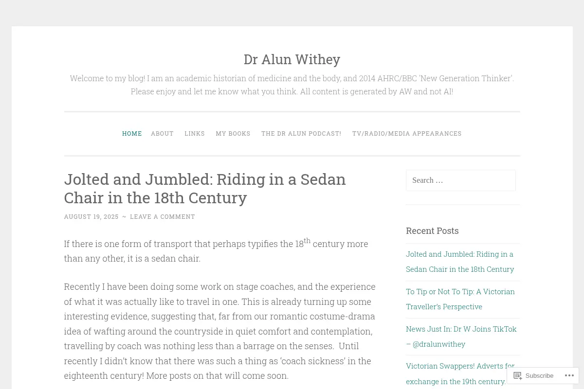 Dr Alun Withey's History of Medicine Blog