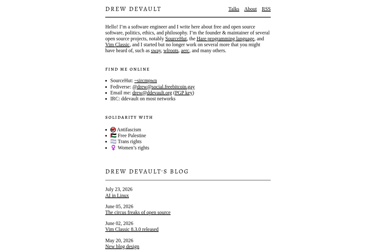 Drew DeVault's blog