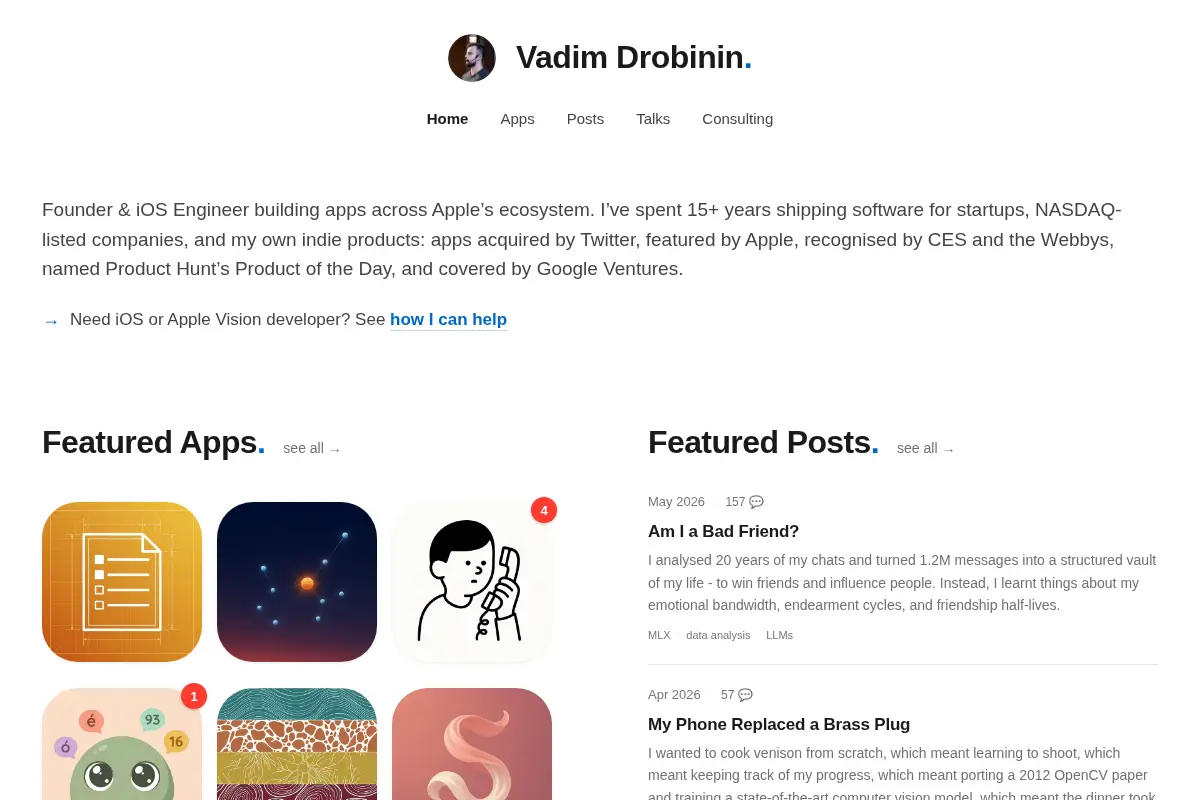 Vadim Drobinin - Senior iOS Developer & Apple Platform Consultant